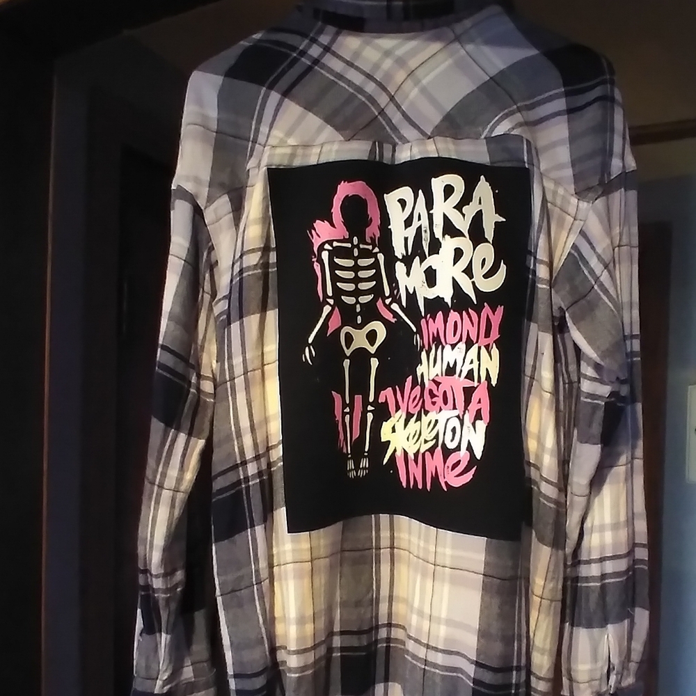 upcycled flannel shirt w/ rare PARAMORE back patch